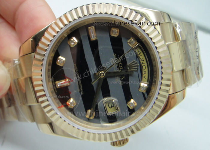 Rolex DayDate II Yellow Gold Replica Watch Black Dial